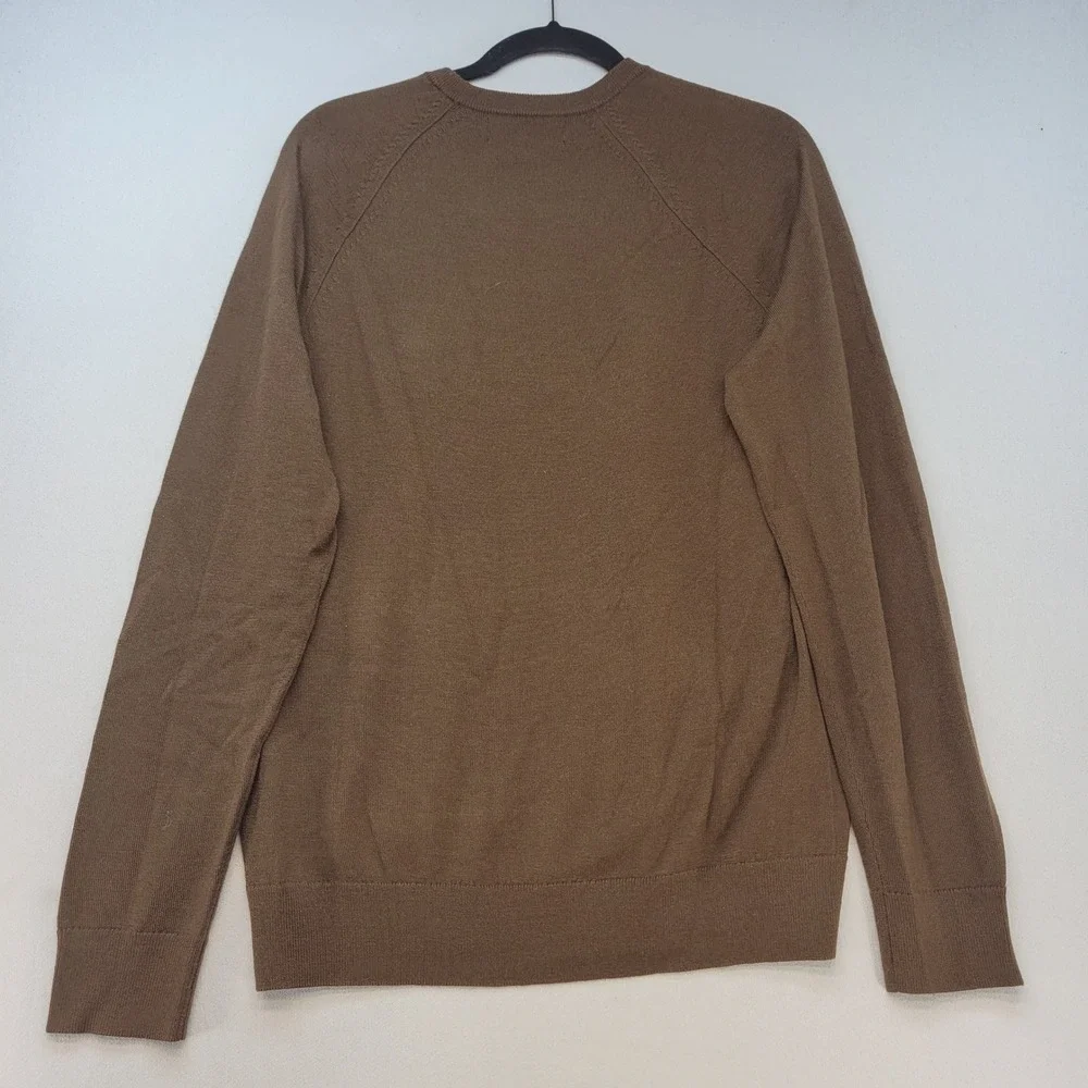 Banana Republic Sweater Men Medium Brown Classic Italian Merino Wool Raglan Knit